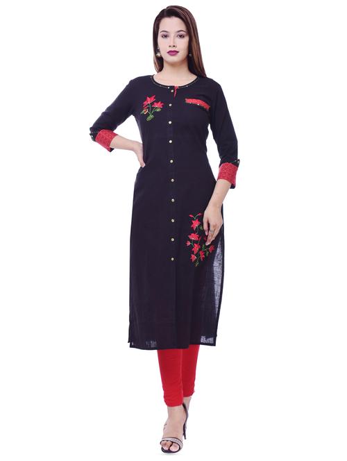 embroidered straight kurta - 16311179 - Standard Image - 1