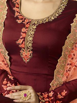 embroidered semi-stitched anarkali suit - 16311450 - Standard Image - 2