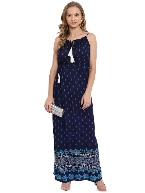 tie knot detail printed maxi dress - 16311650 - Standard Image - 1