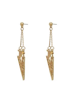 gold metal drop earring - 16311662 - Standard Image - 2