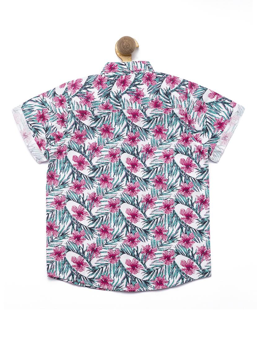 turn-up sleeved floral shirt - 16311724 - Zoom Image - 2