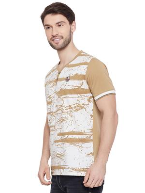 beige front print t-shirt - 16312795 - Standard Image - 2