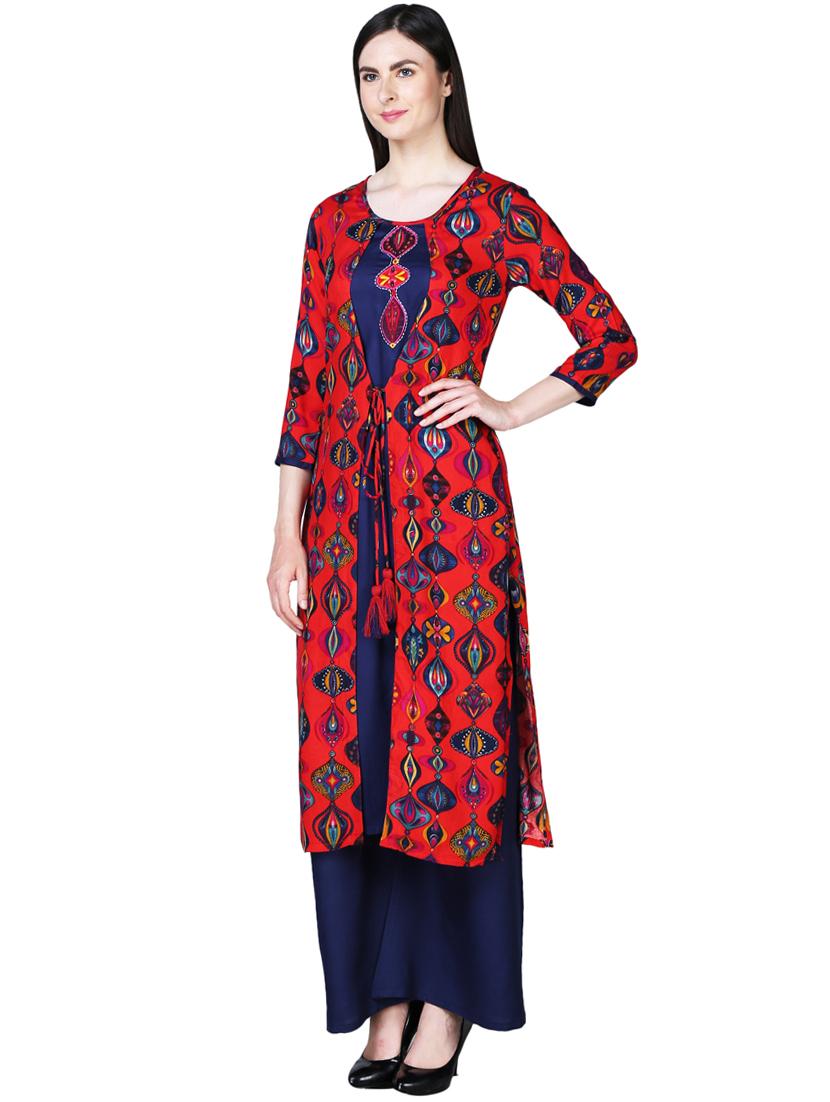 printed layered kurta - 16312824 - Zoom Image - 2