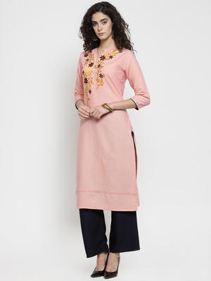 embroidered straight kurta - 16313971 - Standard Image - 2