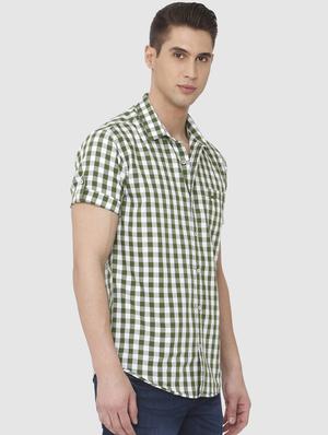 green checkered casual shirt - 16314230 - Standard Image - 2