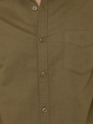brown solid casual shirt - 16314279 - Standard Image - 5