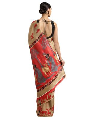 kalamkari printed saree with blouse - 16314644 - Standard Image - 2