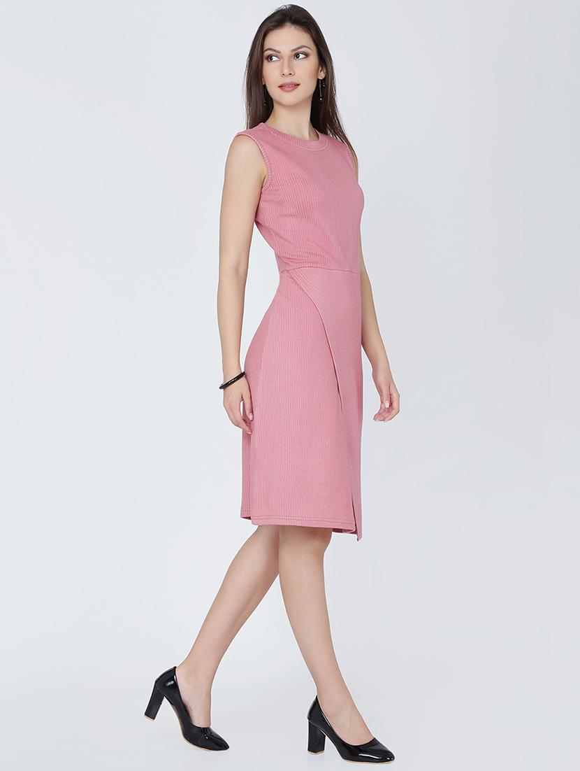 crew neck front overlapped sheath dress - 16314739 - Zoom Image - 2