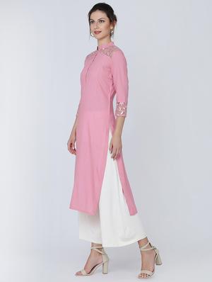 solid straight kurta - 16314942 - Standard Image - 2
