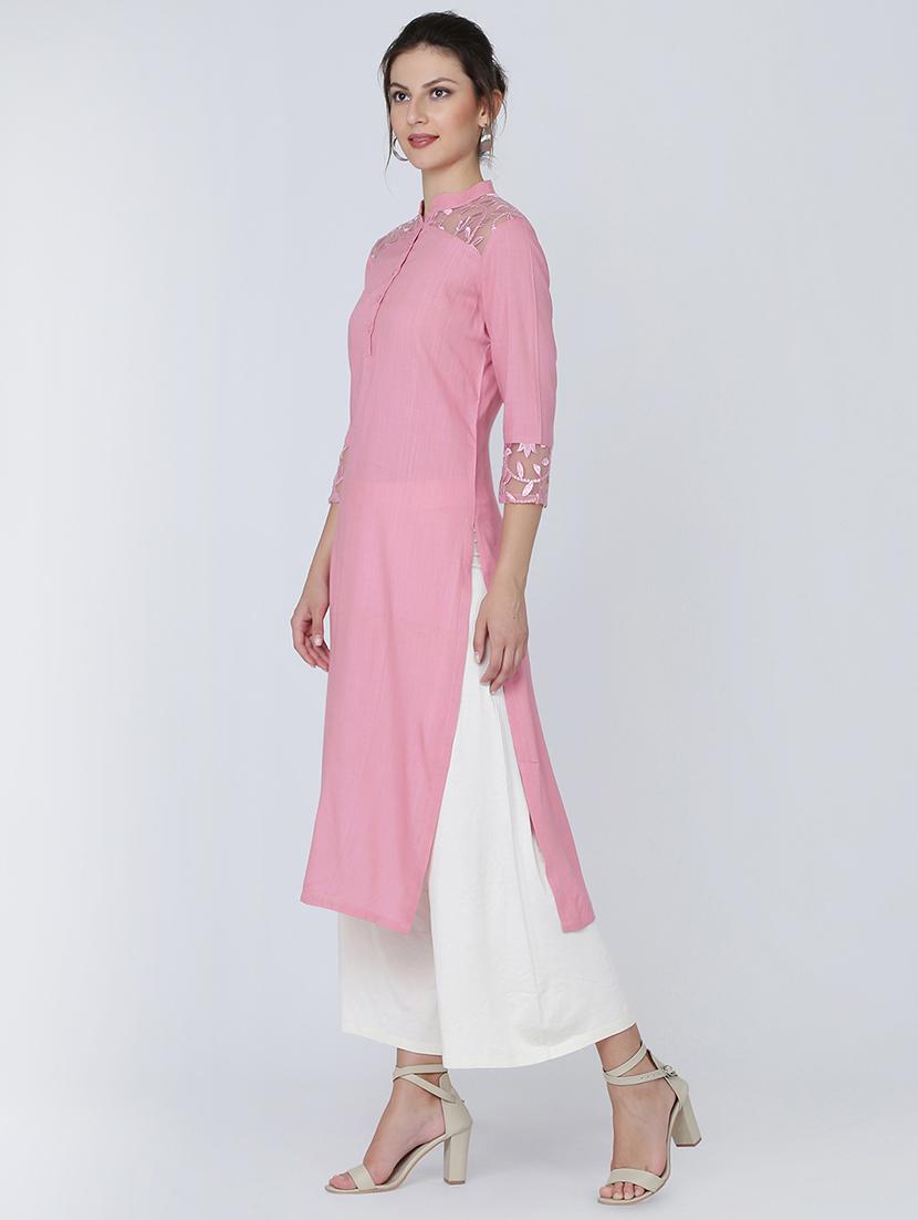 solid straight kurta - 16314942 - Zoom Image - 2
