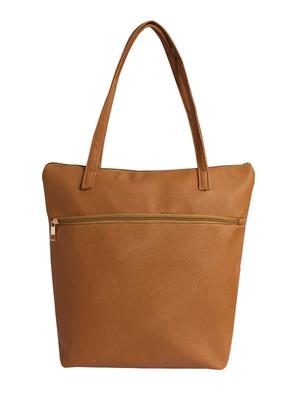 Brown leatherette (pu) printed tote - 16315061 - Standard Image - 2
