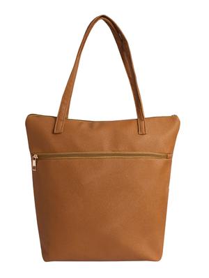brown leatherette (pu) printed tote - 16315158 - Standard Image - 2
