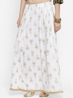 foil printed flared skirt - 16315199 - Standard Image - 2