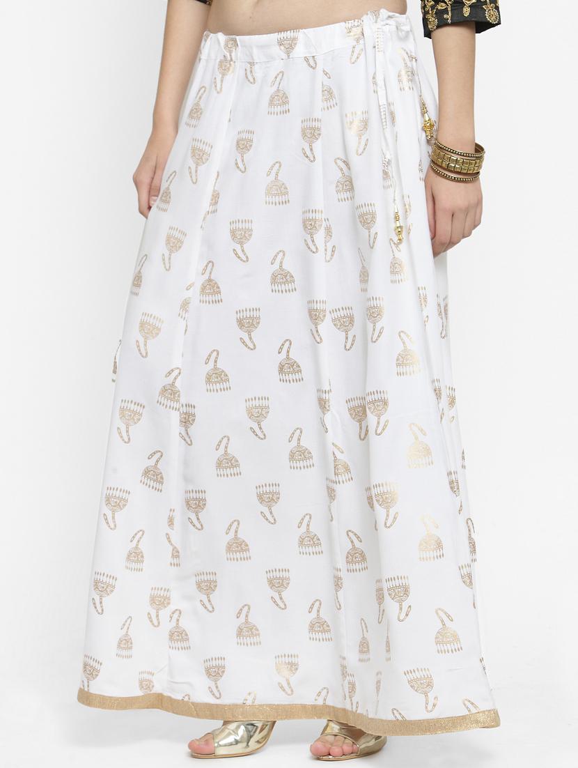 foil printed flared skirt - 16315199 - Zoom Image - 2