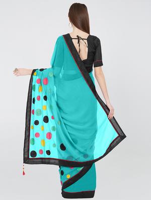 polka dots embroidered saree with blouse - 16315493 - Standard Image - 2