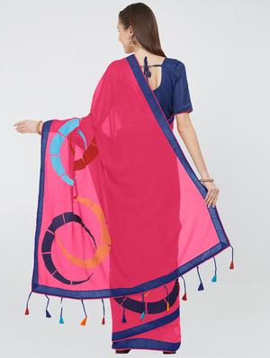 geometrical embroidered saree with blouse - 16315496 - Standard Image - 2
