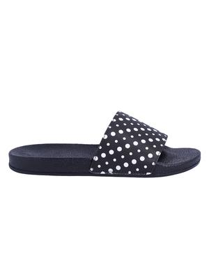 black leatherette slip on flip flops - 16315730 - Standard Image - 2