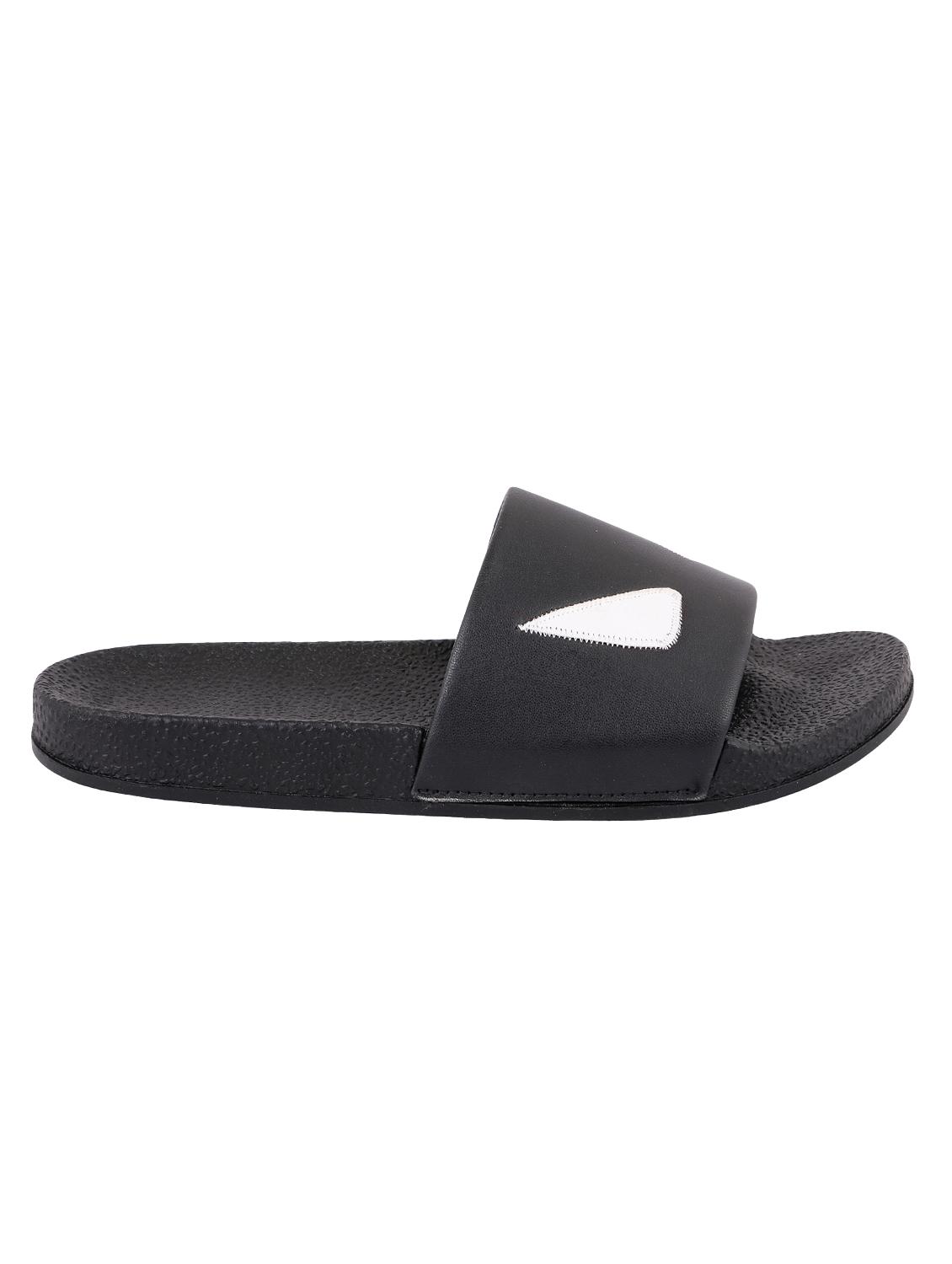 black leatherette slip on flip flops - 16315742 - Zoom Image - 2