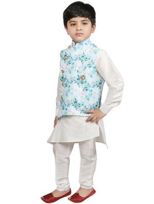 white silk blend kurta set - 16315774 - Standard Image - 2