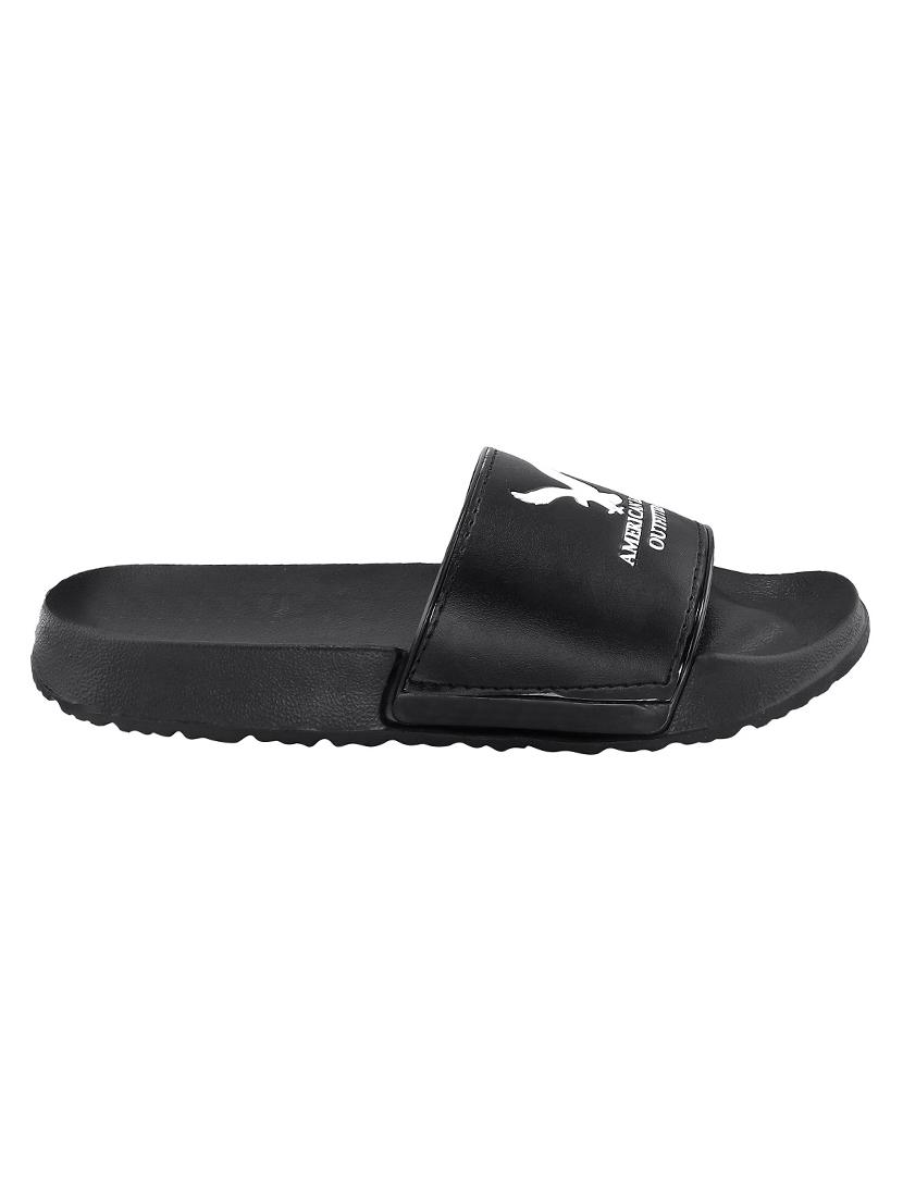 black leatherette slip on flip flops - 16315976 - Zoom Image - 2