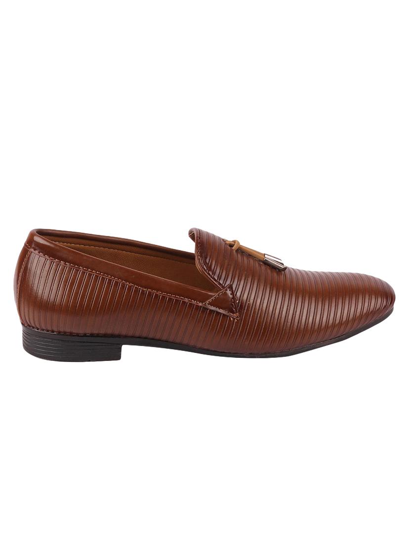 tan leatherette tassel slip ons - 16316359 - Zoom Image - 2