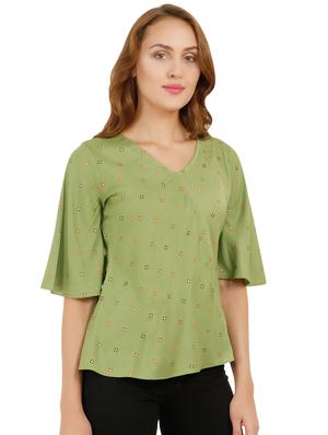 V-neck ruffle sleeved top - 16317075 - Standard Image - 2