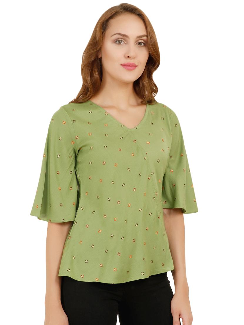 V-neck ruffle sleeved top - 16317075 - Zoom Image - 2