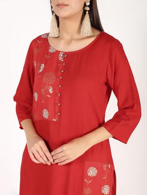block printed straight kurta - 16317139 - Standard Image - 5