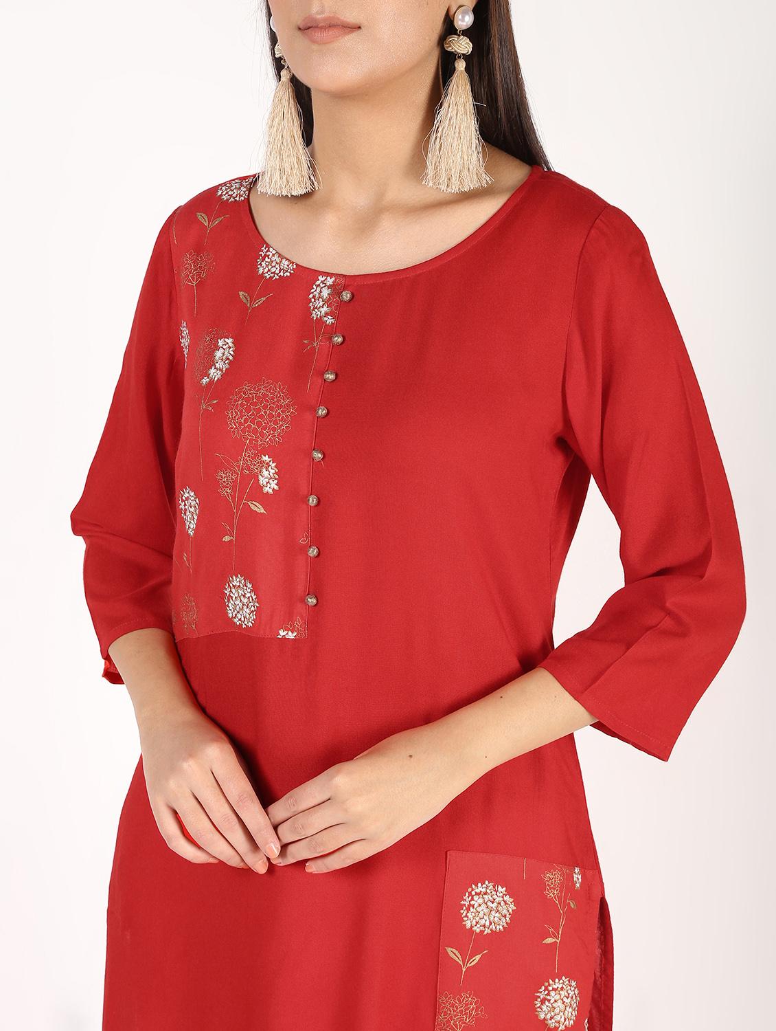 block printed straight kurta - 16317139 - Zoom Image - 5