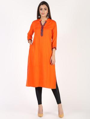 solid straight kurta - 16317143 - Standard Image - 2