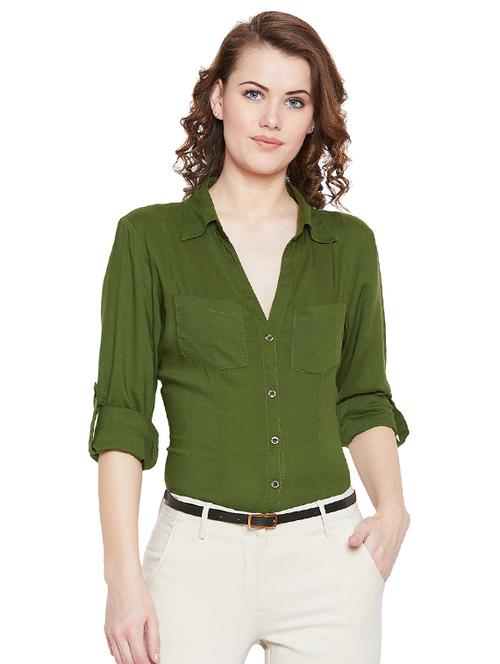 rolled up sleeved solid shirt - 16319136 - Standard Image - 1