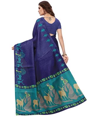 set of 2 multicolor printed saree combo with blouse - 16319626 - Standard Image - 5