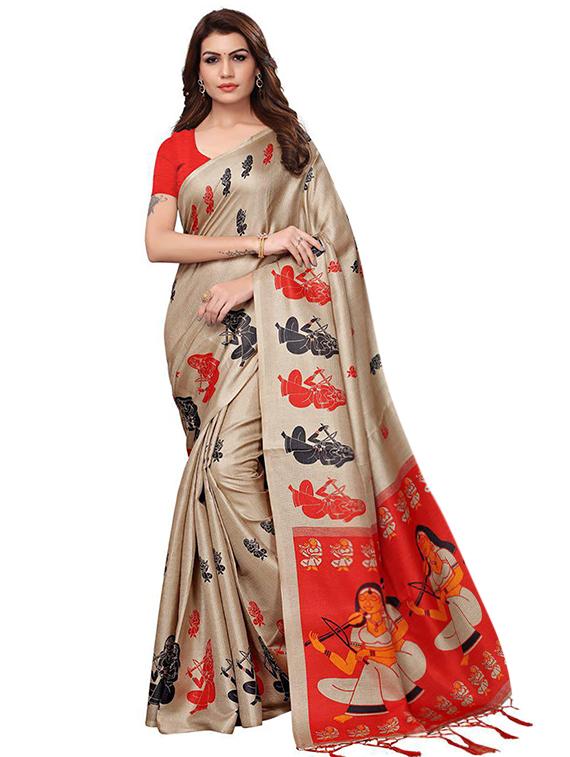 set of 2 multicolor printed saree combo with blouse - 16319768 - Zoom Image - 2