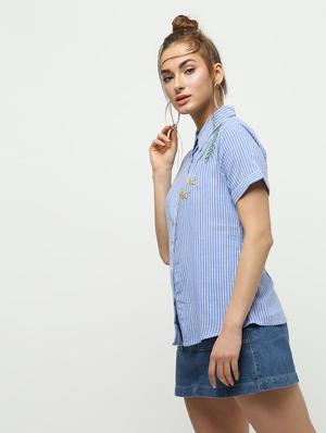 short sleeved embroidered striped shirt - 16320270 - Standard Image - 2