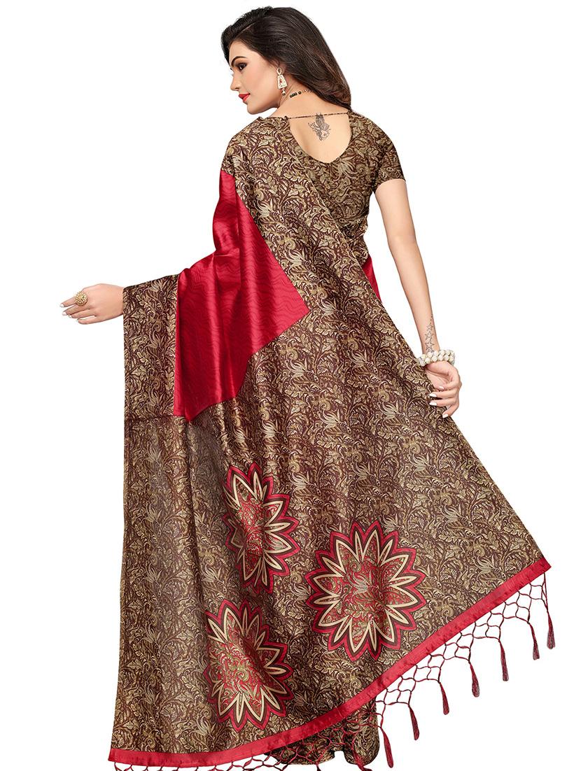 kalamkari printed saree with blouse - 16320363 - Zoom Image - 2