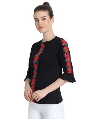 ruffle detail floral embroidered top - 16322716 - Standard Image - 2