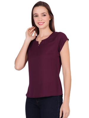 notch neck cap sleeved top - 16322779 - Standard Image - 2
