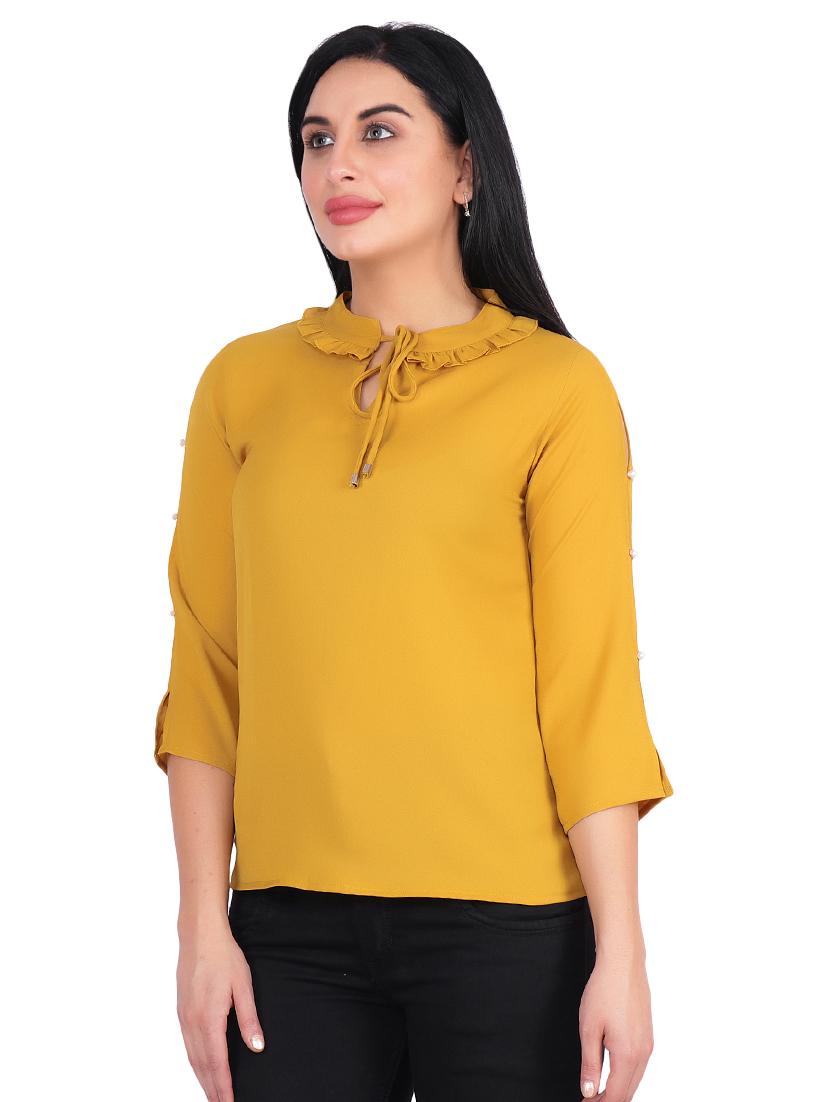pearl embellished tie knot neck top - 16322814 - Zoom Image - 2
