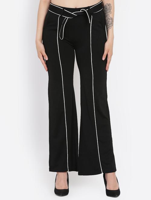tie front contrast piped trousers - 16323023 - Standard Image - 1