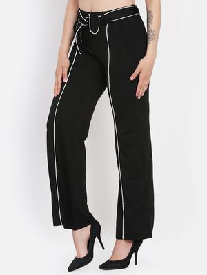 tie front contrast piped trousers - 16323023 - Standard Image - 2