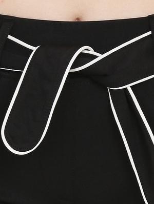 tie front contrast piped trousers - 16323023 - Standard Image - 5
