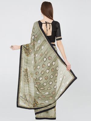 polka dots printed saree with blouse - 16323251 - Standard Image - 2