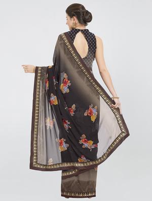 floral printed saree with blouse - 16323253 - Standard Image - 2