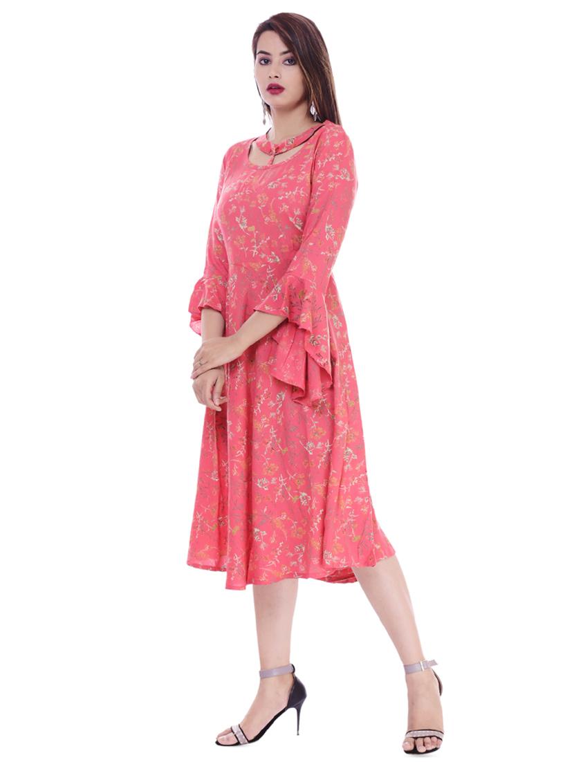 choker neck floral a-line dress - 16323279 - Zoom Image - 2