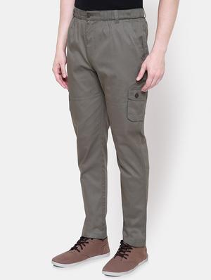 brown solid cargo trousers - 16324406 - Standard Image - 2