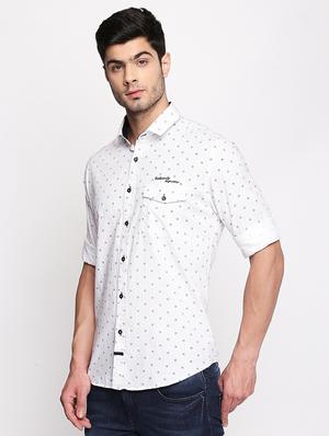 white printed casual shirt - 16324775 - Standard Image - 2