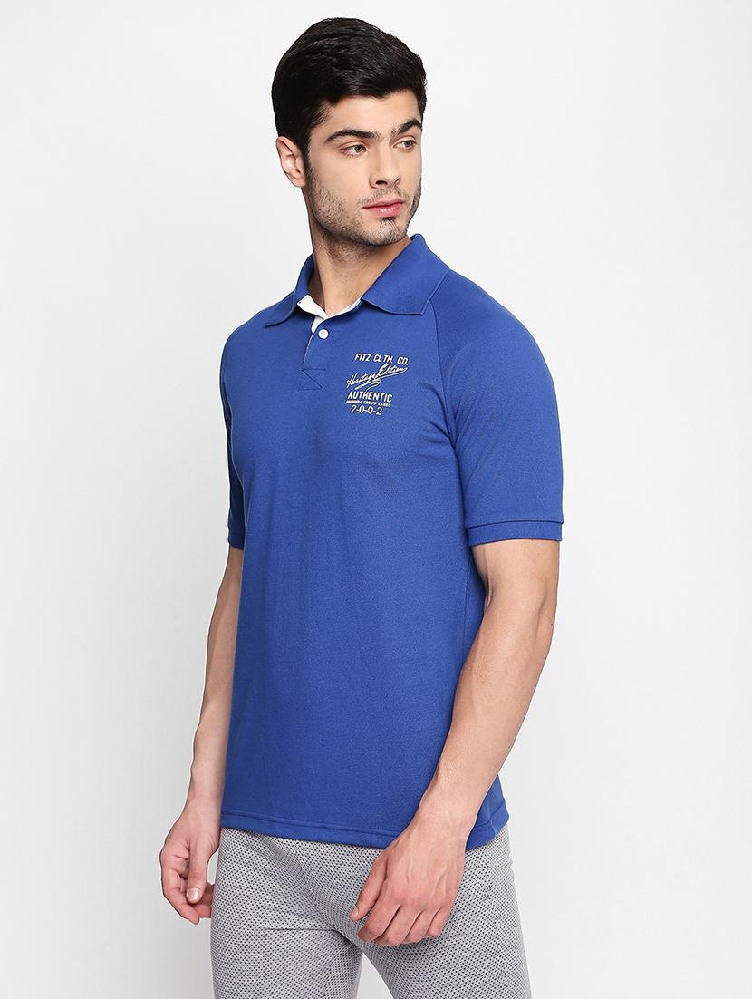 blue solid polo t-shirt - 16325102 - Zoom Image - 2