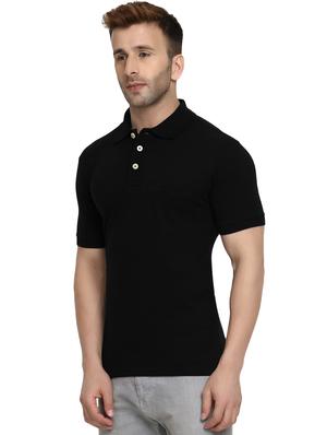 black solid polo tshirt - 16325286 - Standard Image - 2