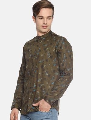 green floral print casual shirt - 16325470 - Standard Image - 2