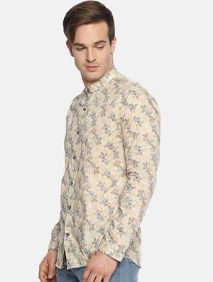 beige printed casual shirt - 16325474 - Standard Image - 2